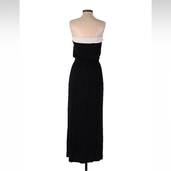 J Crew Black Strapless Maxi Dress with White Stripe - Picture 2 of 4
